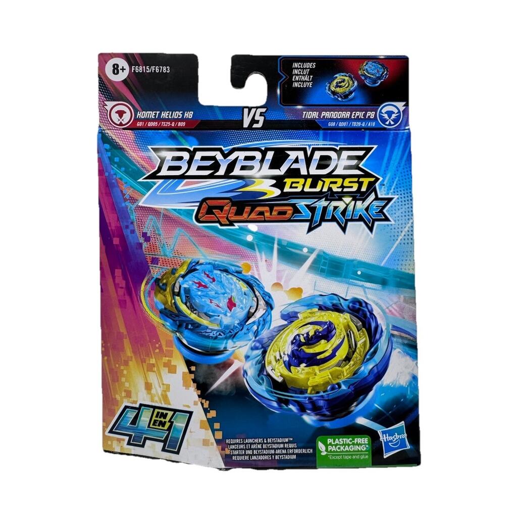 Beyblade Burst Quad Strike Hasbro 4 in 1 Homer Helios H8 & Tidal Pandora Epic P8